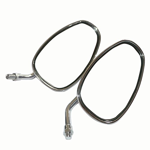 Yibid Universal Chrome Oval Motorcycle Rearview Side Mirrors 10Mm, With 7/8" Handlebar Mount For Honda Kawasaki Suzuki Custom Cruiser Chopper Adventure Kymco Victory Vulcan Street Sports Dirt Bike M10 #TOP2