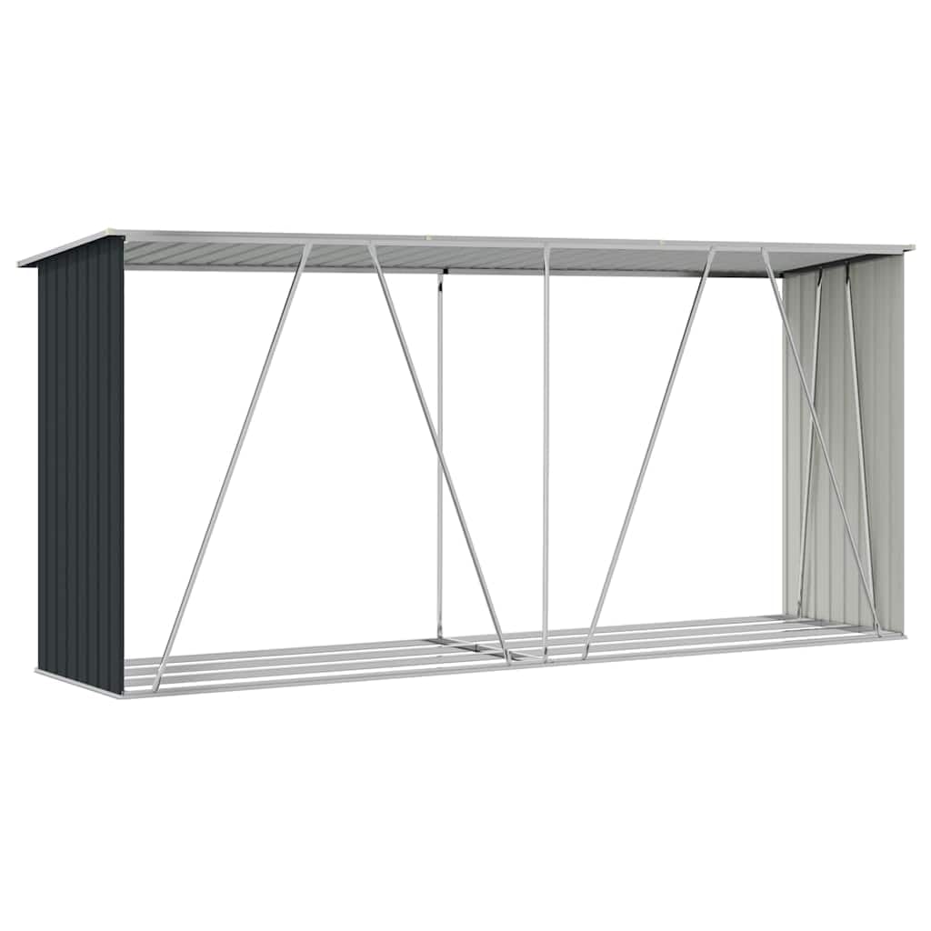 vidaXL Brennholzlager Kaminholzunterstand Brennholzregal Brennholzunterstand Kaminholzständer Holzlager Verzinkter Stahl 330x84x152cm Anthrazit