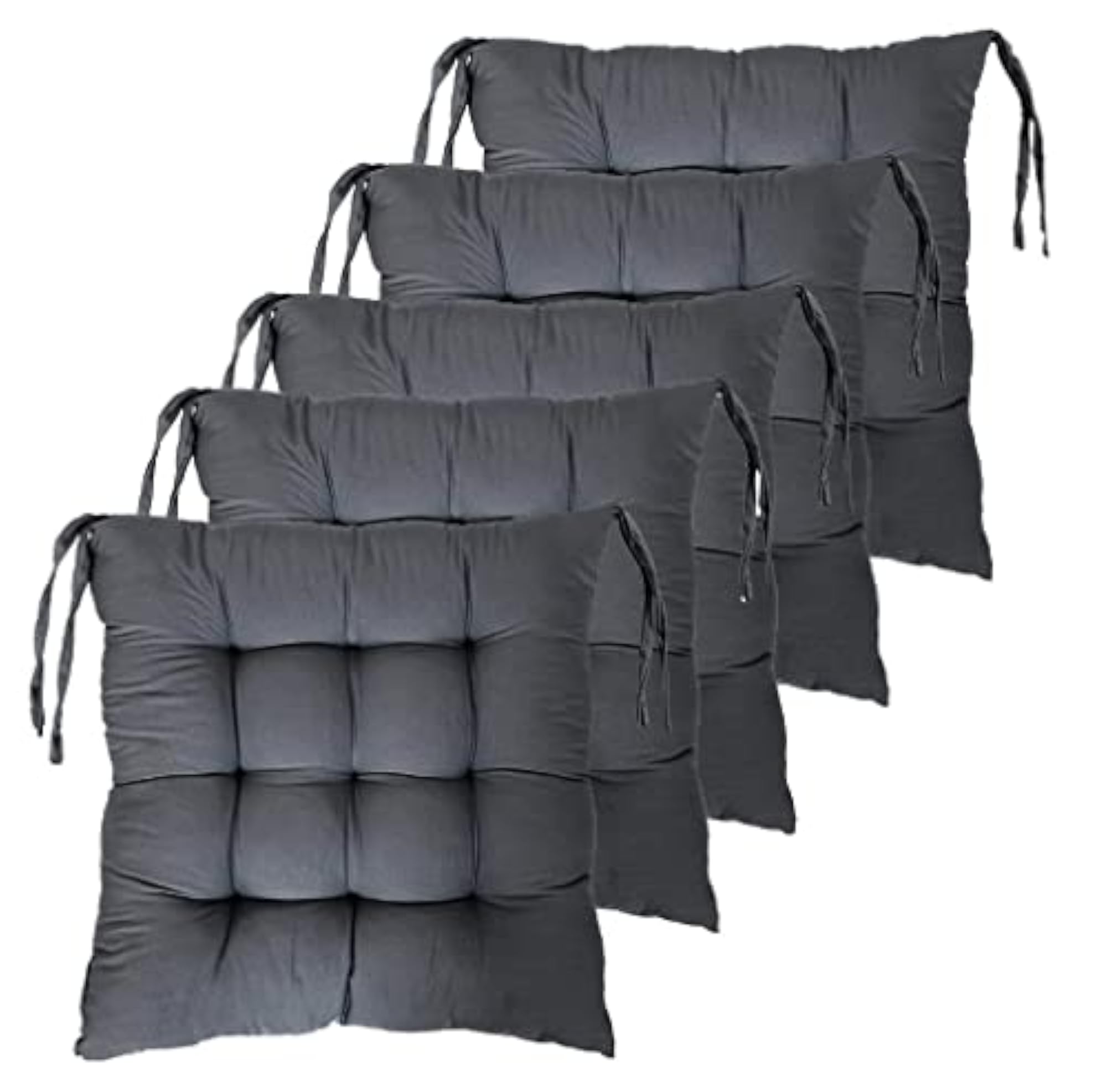 Microfiber Chair Cushion Seat Pad with Ties, Grey