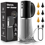 Ohrenschmalz Entferner, Elektrischer Ohrenreiniger mit 4 Druckmodi, IPX7 Wasserdicht Ohrenspülung, 6-Düsen Ohrendusche, Ohrreiniger für Erwachsene Kinde, Schwarz