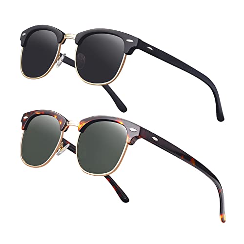 Image of Classic Semi Rimless Polarized Sunglasses for Men Women Half Frame Retro Driving Sun Glasses NP1006