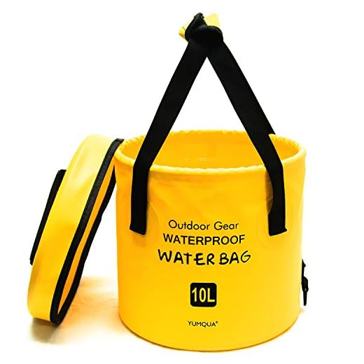 YUMQUA Portable Collapsible Bucket, Durable Folding Water Container with Lid for Camping, Boating, Traveling, Fishing, Car Washing, and Gardening -Yellow