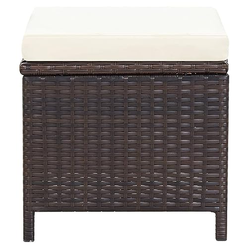 vidaXL Conjunto de Silla de Jardín y Taburete 4 Piezas Asiento Butaca Patio Terraza Balcón Comedor Muebles Mobiliario Exterior Duradero Ratán PE Negro - imagen 5