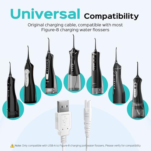 Image of COSLUS Original C20 USB A Water Flosser Charger, Dental Pick Charger Cord | For Aquasonic, Nicwell, Oralfree, Nicefeel, Hangsun, Tovendor, Zerhunt Figure-8 Replacement Charger Water Flosser White