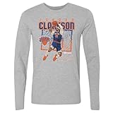 500 LEVEL Jordan Clarkson New York Knicks Shattered Long Sleeve Shirt (Heather Gray, XX-Large)