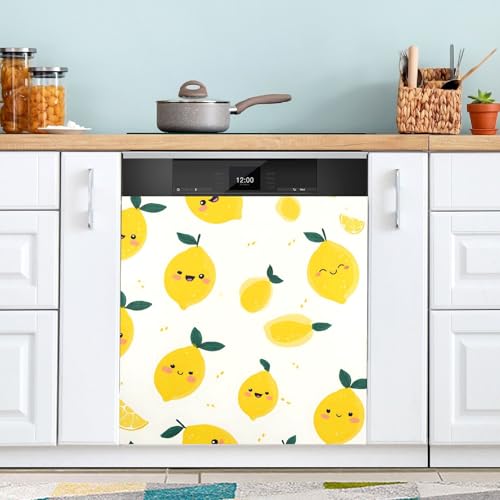 Playful Lemon Pattern Pattern Dishwasher Stickers Kitchen Fridge Dish Washer