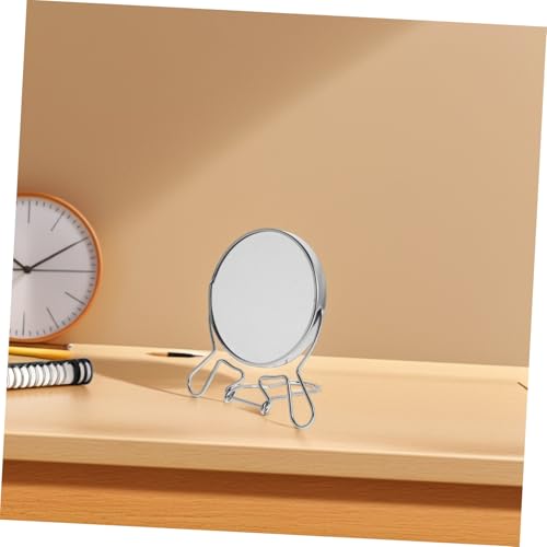 Espejo de maquillaje de mesa doble cara giratorio portátil miniatura 7