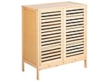 Beliani Mueble Zapatero aparador 2 Puertas de bambú Puertas correderas con baldas almacenaje Estilo Boho Madera marrón Claro Midwood