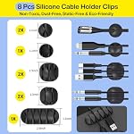 [313Pcs] Kit de gestion des câbles, 67 Clips de câbles adhésifs, Topavatop Organisateur de cordons de bureau, 22 Bracelet de câble réutilisable, 4 Séparer les manches de câble, 200 Cable Zip en nylon avec 20 Montures pour TV Maison de bureau, Noir