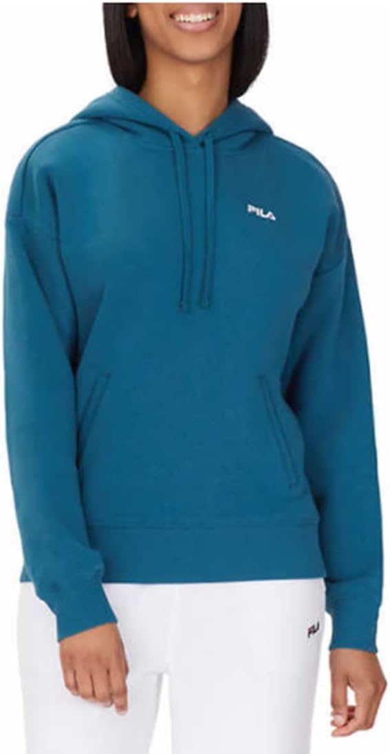 Fila Women's Long Sleeve Fleece Pullover Hoodie (442 Blue Coral, XX-Large)
