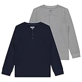 Sezzit Boys' 2-Pack Thermal Henley Tops - Cozy, Breathable Long Sleeve Shirts for School and Play, Sizes 4-18