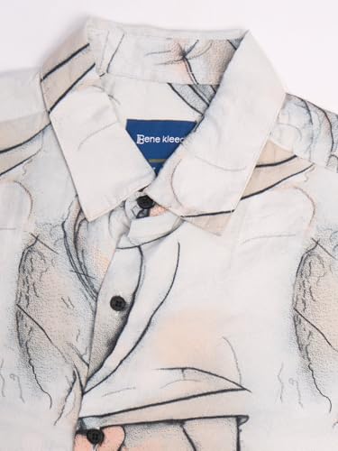 Image of BENE KLEED Men's Abstract Print Cotton Blend Shirt | Spread Collar | Full Sleeves | Tailored Fit |