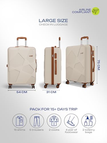 Image of Safari Pentagon Pro 8 Wheels 75cm Large Size Trolley Bag, Hard Case Polypropylene, 360º Wheeling Check in Luggage, Suitcase for Travel, Trolley Bags for Travel, Luxury Beige