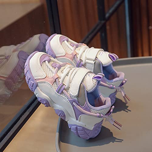 Toddler Girls Athletic Shoes Boys Girls Tennis Running Shoes Lightweight Breathable Sports Thick Sole Non Slip Shoes（Purple，12 #TOP3