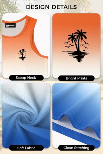 Image of VOGSTART Mens Hawaiian Beach Tank Tops Summer Vacation Muscle Top Graphic Sleeveless Shirts (S-3XL)