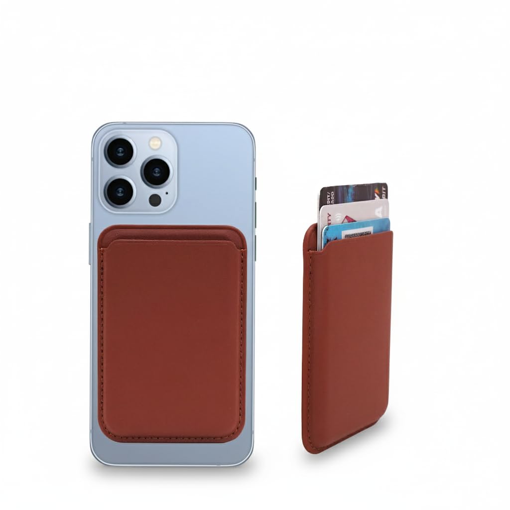 VEMILIO MagSafe Wallet for iPhone 17/16/15/14/13/12 Series | Magnetic Card Holder with Strong Magnet | Slim Vegan Leather Phone Wallet | Holds 3–4 Cards | RFID Protected (Brown)-image-41