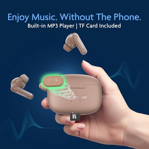 Image of ACwO DwOTS Muze True Wireless Earbuds, in-Built MP3 Player, TF Card Support, Recording Mode, Real-Time Audio Listening, HD Calling, Dual Device Connectivity, TWS Ear Buds with 45Hrs Playtime (Brown)