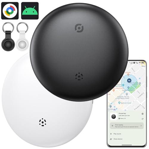 Air Tracker Android 2 Pack Android Smart Tracker Localizador de llaves Buscador de llaves compatible con Google Find Hub APP (Android solamente), rastreador Bluetooth para equipaje, maleta, mascota
