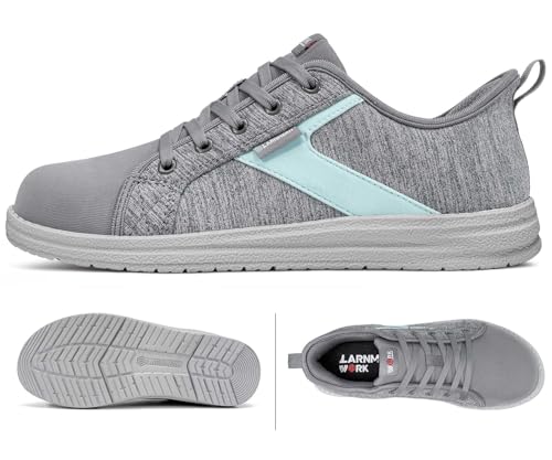 Image of LARNMERN Slip On Steel Toe Shoes Women Work Walking Sneakers Skate Hands Free Safety Tennis Shoes