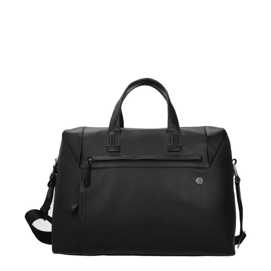 Sac de travail en cuir noir Piquadro pour homme avec compartiment ordinateur