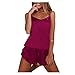 Produktbild iHENGH Damen Sexy Dessous Nachtwäsche Satin Seide Babydoll Lace Up Frauen Nachtwäsche Pyjamas Set