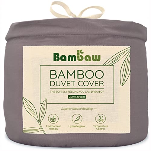 Bambaw Bamboo Double Duvet Cover, 200x200 cm, Cooling Bed Sheets for Summer 100% Bamboo Bedding Double, Anti Allergy Bedding