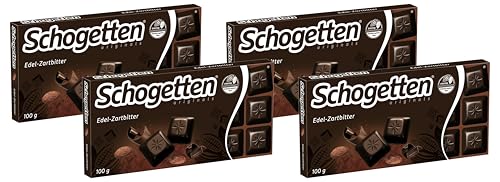 Schogetten Edel-Zartbitter 100g Schokoladentafel, praktisch einzeln portioniert. Ein Genuss. Stück für Stück. (Packung mit 4)