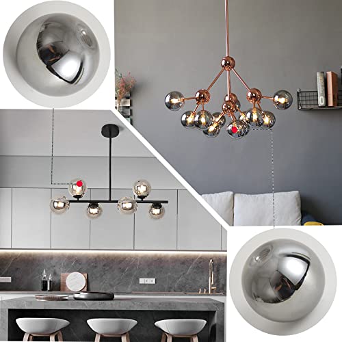 Image of Lighting Replacement Glass Lampshade 4 Inch Milky White Glass Dome Cover Round Globe 0.8 Inch Fitter for G9 Bulb Replacement (smoke grey)