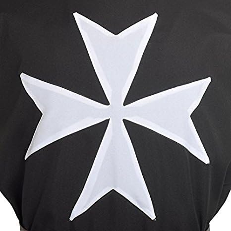 NauticalMart Knight Tunic Medieval Cosplay Costume with Maltese Cross Black