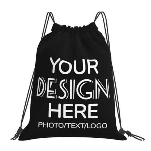 Custom Drawstring Backpack Personalized Drawstring Bag Add Your Name Logo Picture Customized Sport Gym Sackpack for Swimming, Yoga, Camping, Beach, Outdoor