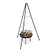 Relaxdays Griglia Treppiede con Braciere, Grill da 49 cm, Struttura in Acciaio, Barbecue Regolabile, 148 x 105cm, Nero