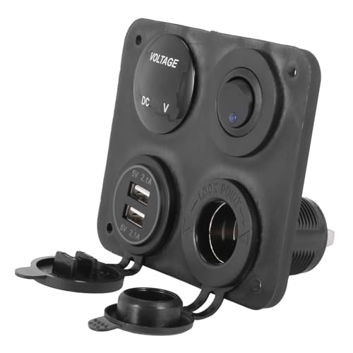 Panneau Chargeur USB Double 12V avec Voltmètre LED et Interrupteur pour Bateau