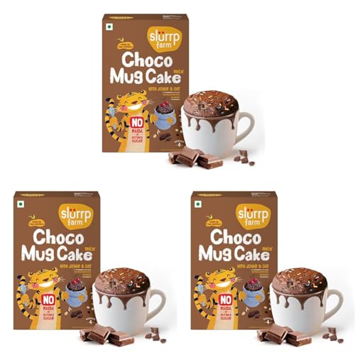 Image of Slurrp Farm NO Maida Choco Mug Cake Mix | Made with Jowar & Oat | No Refined Sugar & Eggless Instant Cake Mix Powder | 3 Easy Steps Whisk, Scoop & Bake | Indulgent Chocolate Mug Cake | 100% Vegetarian | Healthy Mug Cake Mix | Serves 4 , 280 g
