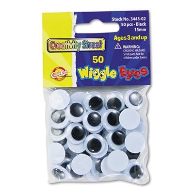 Creativity Street Round Black Wiggle Eyes, 15mm, Black, 50/Pack