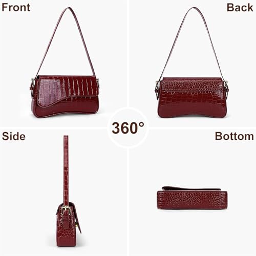 Image of Shoulder Bag for women Y2K Crossbody Vegan Leather Purse Straps Retro Clutch Hobo Hadbags with 2 Removable