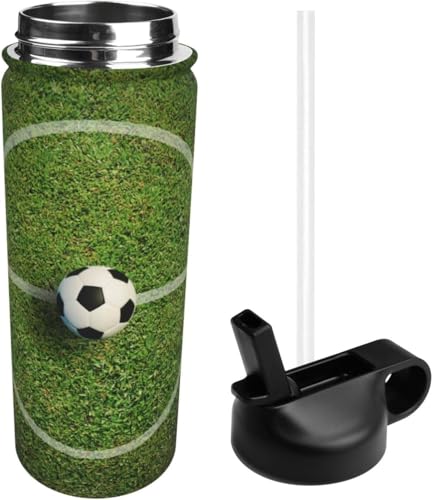 スポーツ水筒 サッカー場 緑 グリーン ステンレスボトル スポーツボトル 魔法瓶 真空断熱 保温ポット 大容量 ステンレス製 おしゃれ ウォーターボトル 直飲み 耐冷耐熱 男の子 女の子 アウトドア 便利 旅行用 532ml 贈り物