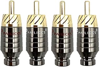HKSMAN 4pcs Budweiser RCA Male Plug, Screws Audio Video In-Line Jack Adapter Audio Jack Connector for 4.5mm Speaker Cable Multimedia and CCTV, RCA Plug Solderless, White And Red