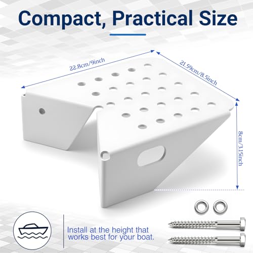 Image of Boat Dock Step Single Step Boarding Platform with Mount Screws Flexible Installation Location Iron with Powder Coat Finish for Marina, Dock, Deck