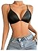 WDIRARA Women's Pu Leather Bralette Underwire Bras Wireless Bralette Bra Black M