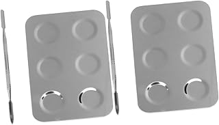 TEHAUX Bandeja De Maquiagem De Aço Inoxidável 2 Peças Palete De Maquiagem Bandeja Quadrada Bandeja De Pintura De Arte Paleta De Cores Bandeja De Cores Base Creme Paleta