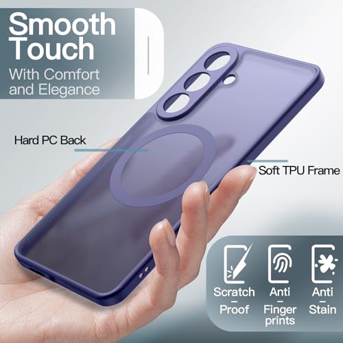 Image of JETech Magnetic Cover Case for Samsung Galaxy S26, Compatible with MagSafe, Camera Lens Full Protection, Translucent Matte Back Shockproof Phone Cover (Cobalt Violet)