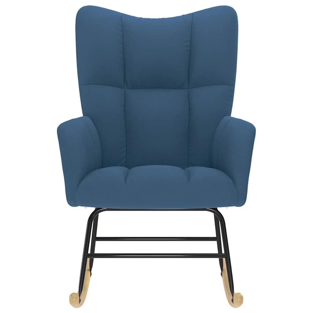 Schaukelstuhl Blau Stoff, Bequemer Relaxsessel für Wohnzimmer, Schlafzimmer, Büro, Gemütlicher Polstersessel mit Metallgestell, Maximal 110 kg Tragfähigkeit