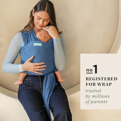Image of Moby Baby Wrap Carrier Classic for Newborns to Toddlers (8-33lbs), Infant Sling Carrier, Lightweight & Hands Free Design, Adjustable for All Body Types (Ocean)