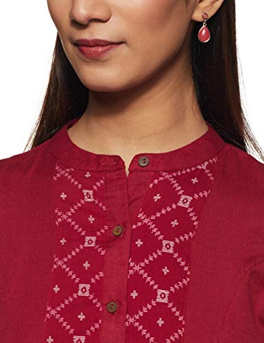 Image of Amazon Brand - Tavasya Women's Cotton Regular Kurti (TAVCORE02 Red /Beige Medium