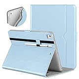 DTTO New iPad 9.7 Inch 5th/6th Generation 2018/2017 Case with Apple Pencil Holder, Premium Leather Folio Stand Cover Case for Apple iPad 9.7 inch, Also Fit iPad Pro 9.7/Air 2/Air - Ice Blue