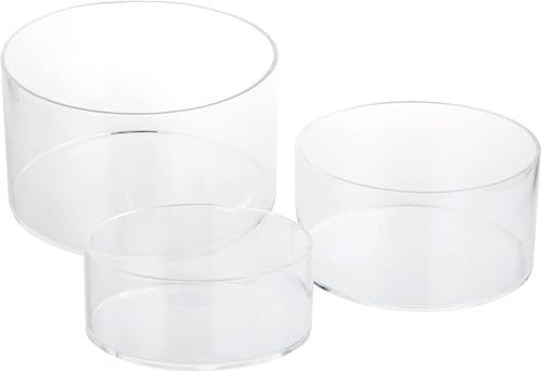 Soportes elevadores redondos de acrílico transparente con fondo hueco, soporte de exhibición de acrílico cilíndrico transparente, base de pedestal,