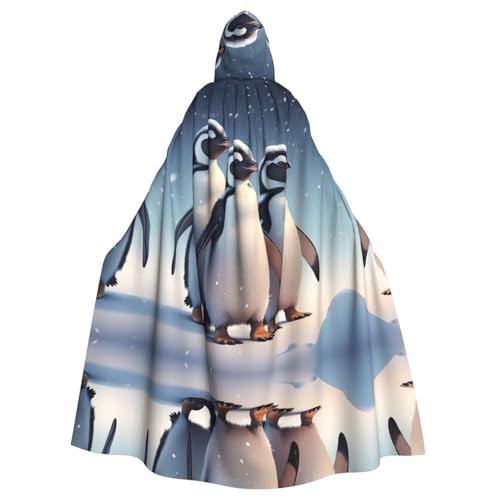 Cape à capuche pingouins adulte pour homme et femme en fausse neige