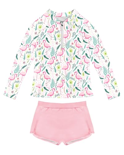 Soneven Girls Rash Guard Sets Long Sleeve Swimsuit UPF50+ Swim Shirts Bathing Suit 2 Piece Swimwear