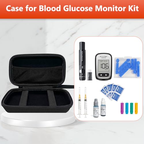 Diabetic Supplies Travel Case, Carrying Case Organizer For Diabetes Testing Kit, Blood Glucose Monitor Kit with Meter, Blood Sugar Test Strips, Lancets, Lancing Device, Alcohol Wipe (Case Only) - Image 4