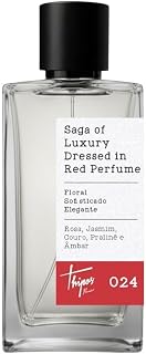 Perfume Feminino 100 ml - Thipos 024 Saga of Luxury Dressed in Red Perfume - Floral Oriental Sofisticado Elegante com Rosa Jasmim Couro Pralinê e Âmbar
